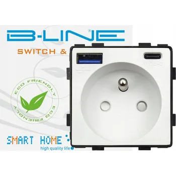 Elektrická zásuvka Elektrická Zásuvka , USB nástěnná, B-line bílá