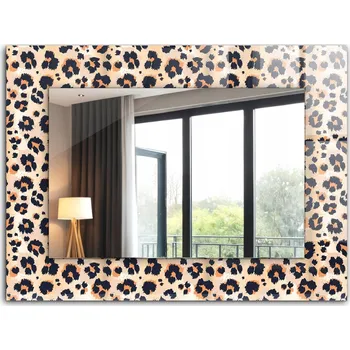 Zrcadlo Nástěnné zrcadlo se skleněným rámem s potiskem motivu 80x60 Vzor s leopardím vzorem