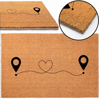 Rohožka KOKOSOVÁ ROHOŽKA HIT NÁPIS Z MOTYWEM SERCA I PUNKTÓW LOKALIZACJI VZOR