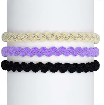 Vlasová gumička tenká, barevná kombinace - fialové, růžové a černé barvy 3 ks 8000745-1