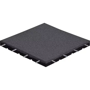 Venkovní dlažba Šedá gumová certifikovaná dopadová dlažba FLOMA ProF - 50 x 50 x 9 cm