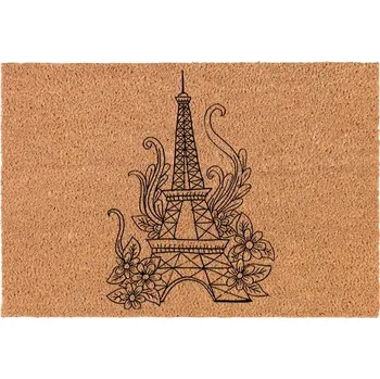 Rohožka KOKOSOVÁ ROHOŽKA PŘED DVEŘE S MOTIVEM PAŘÍŽE – WIEŻA EIFFLA KWIATY VZOR