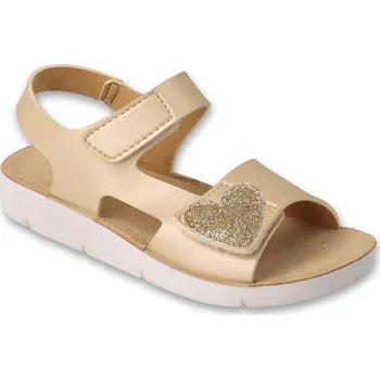 Dívčí sandály Sandály Befado Clip 068Y008 zlaté se srdíčkem, s koženou stélkou velikost: 30