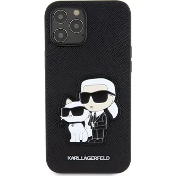 Notebook Karl Lagerfeld PU Saffiano Karl and Choupette Zadní Kryt pro iPhone 12/12 Pro Černá