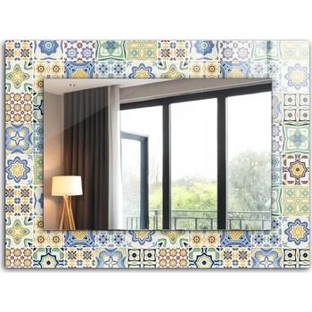 Zrcadlo Dekorativní zrcadlo na zeď s potiskem dekor 80x60 Barevné dlaždice