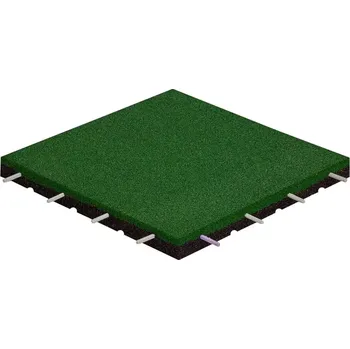 Venkovní dlažba Zelená gumová certifikovaná dopadová dlažba FLOMA ProF - 50 x 50 x 6 cm