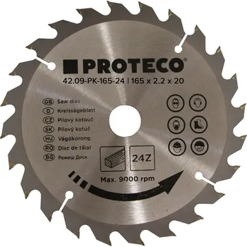 Pilový kotouč PROTECO kotouč pilový SK 165 x 2.2 x 20 | 24 zubů