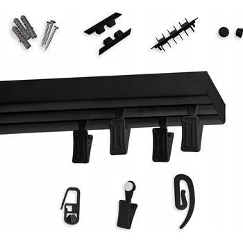 Garnýž Garnýž záclonová dvoukolejnicová ČERNÁ PVC 340 cm