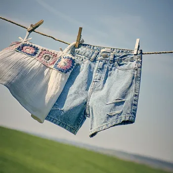 Dívčí sukně Reserved - Džínové šortky s vysokým pasem - modrá - 7079G-55J - 7079G-55J-164