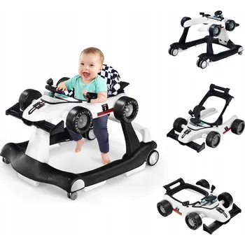 Dětské vozidlo Chodítko odrážedlo Costway s nastavitelnou výškou 4 v 1, bílé