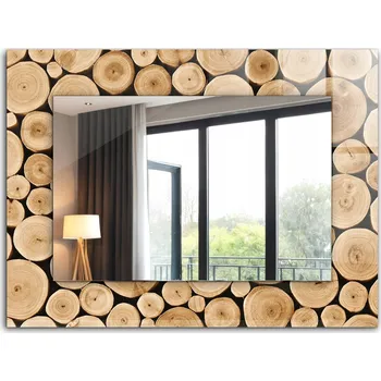 Zrcadlo Zrcadlo do koupelny ložnice obývacího pokoje s potiskem 80x60 cm Průřezy kmenů stromů