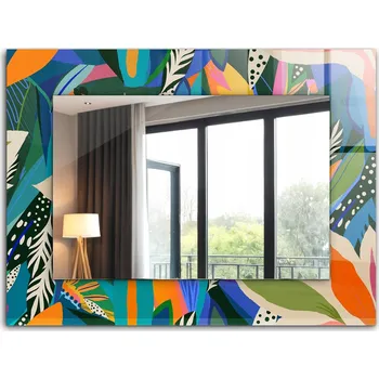 Zrcadlo Moderní zrcadlo s krásným potiskem 80x60 cm Barevné abstraktní květiny