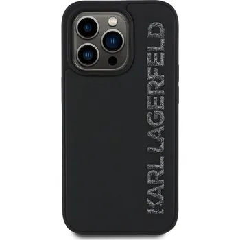 Notebook Karl Lagerfeld 3D Rubber Glitter Logo Zadní Kryt pro iPhone 13 Pro Černá