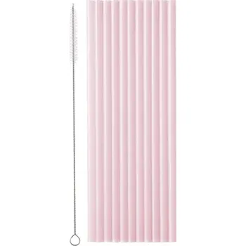 Papírový ubrousek PartyDeco Brčka plastová růžová 23cm, 12ks + kartáček