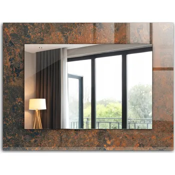 Zrcadlo Krásné moderní zrcadlo s ozdobným rámem dekor loft 80x60 Rezavý kov