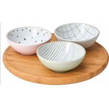 BAMBUSOVÝ PODNOS SE 3 MISKAMI NA SERVÍROVÁNÍ IKEA TRADTICKA