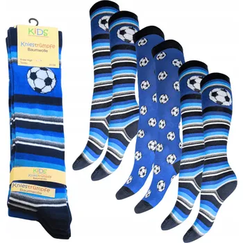 Dětské bavlněné podkolenky 3 páry s fotbalovým motivem, velikost 27/30