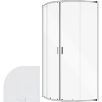 Besco Čtvrtkruhový sprchový kout ZARYA CHROM HR 80x80 (90x90) + vanička AXIM bílá Rozměry (cm): 80x80