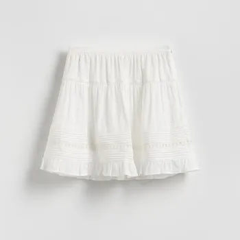 Dámská sukně Reserved - Mini sukně s výšivkou - bílá - 625HD-00X - 625HD-00X-M