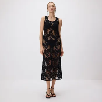 Dámská sukně Reserved - Ažurové midi šaty - černý - 080GP-99X - 080GP-99X-M