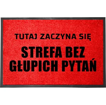 Rohožka VSTUPNÍ ROHOŽKA 40X60 ČERVENÁ PŘED DVEŘE STREFA BEZ GŁUPICH PYTAŃ