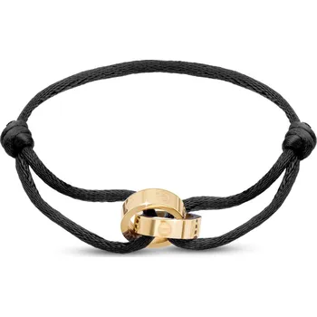 Náramek Náramek z chirurgické oceli s kroužky, černá šňůrka 2002685-4
