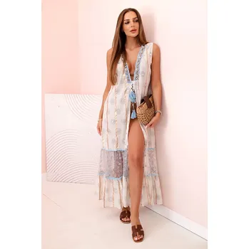 Dámská tunika Kesi Dámské bavlněné pareo s výšivkou tyrkys Barva: Modrá, Velikost: UNI