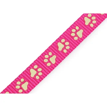 Popruh polypropylenový na vodítko / obojek, svítící ve tmě šíře 15 mm METRÁŽ - 1 pink
