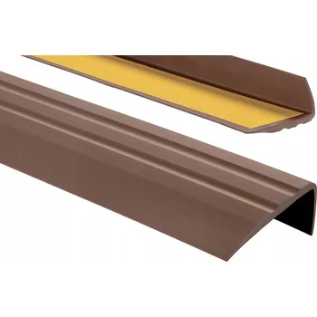 Stavební profil Schodový profil z PVC protiskluzový 50x25 1,10 m Hnědý Samolepicí