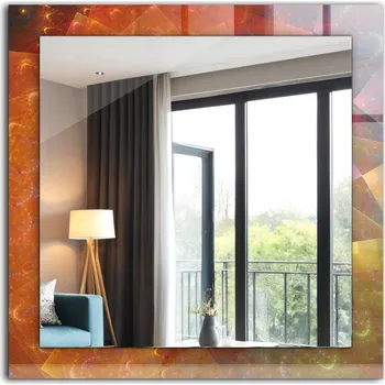 Zrcadlo Moderní čtvercové zrcadlo s potiskem Barevná spirála fraktál 60x60 cm