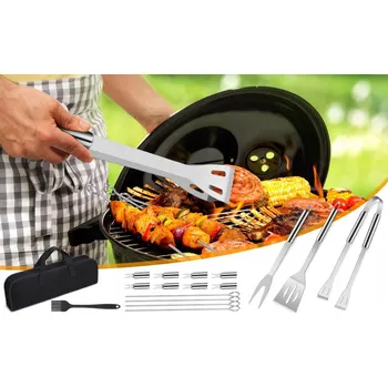 Příslušenství pro gril Příslušenství ke grilu, sada grilovacího náčiní, nerezové BBQ nářadí 16ks