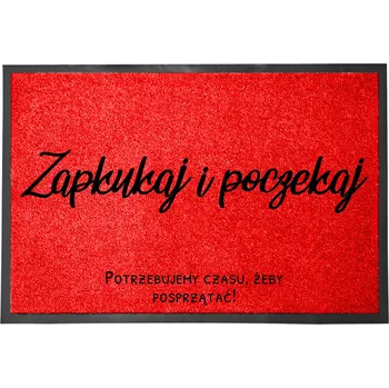 VSTUPNÍ ROHOŽKA PŘED DVEŘE MONOCHROM ČERVENÁ HIT ZAPKUKAJ I POCZEKAJ