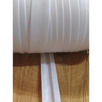 Krajka Šikmý proužek saténový šíře 20 mm zažehlený barva bílá