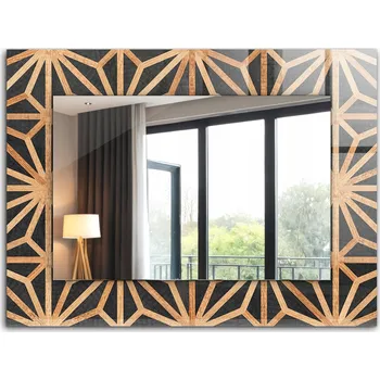 Zrcadlo Stylové Zrcadlo Glamour Moderní Loft 80x60 cm Dřevěný geometrický vzor