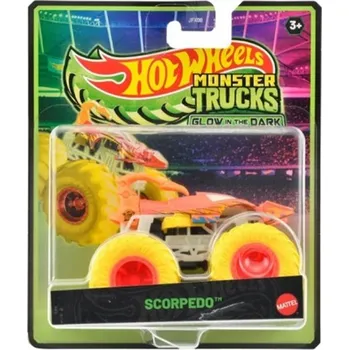 autíčko HOT WHEELS MONSTER TRUCKS SVÍTÍCÍ VE TMĚ SCORPEDO HVH82 NOVÝ MODEL KOVOVÝ