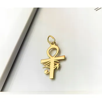 Přívěsek Zlatý přívěsek kříž Ankh a oko Horovo - Au 585