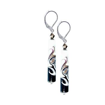 Náušnice Lampglas Náušnice Black & White s unikátní perlou Lampglas Materiál zapínání náušnic: rhodiované stříbro Ag 925/1000