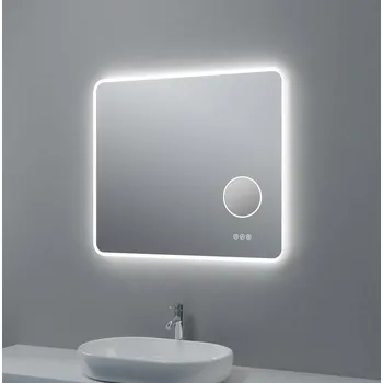 Zrcadlo Zrcadlo s LED osvětlením, kosmetickým zrcátkem 5 x zoom, 700 x 800 mm, nastavitelná teplota barvy světla