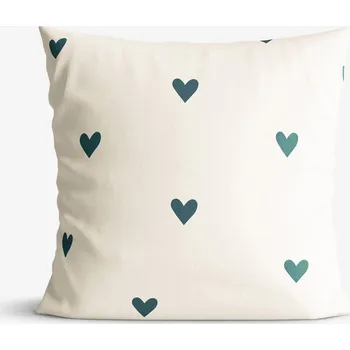 Povlak na dekorativní polštářek Bavlněný povlak na polštář - Srdíčka na slonové kosti 40 x 60 cm