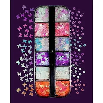 Sada holografických ozdob do pryskyřice motýli a květiny