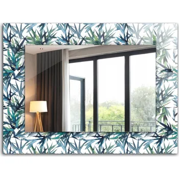 Zrcadlo Stylové Zrcadlo Glamour Moderní Loft XXL 80x60 cm Listy bambusu akvarel
