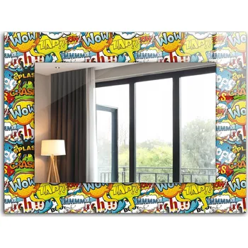 Zrcadlo Dekorativní zrcadlo na zeď s potiskem dekor 80x60 cm Barevné komiksové bubliny