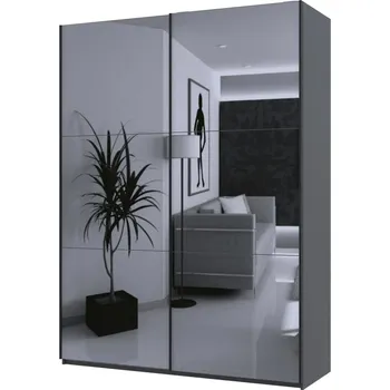 Šatní skříň Skříň s posuvnými dveřmi G-Caiser se 2 zrcadly, 180 cm, grafit
