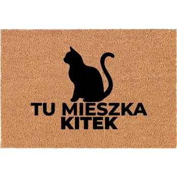 Rohožka KOKOSOVÁ ROHOŽKA PŘED DVEŘE S NAPISEM UNIVERZÁLNÍ TU MIESZKA KITEK