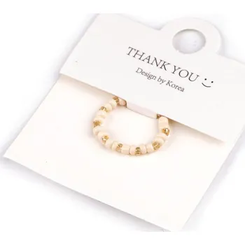 Prsten Prsten pružný z korálků - 2 béžová světlá