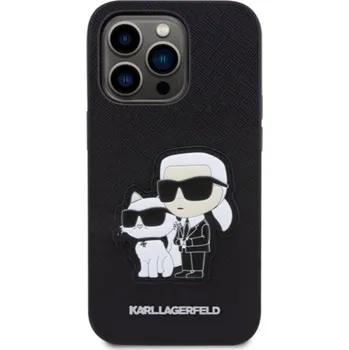 Notebook Karl Lagerfeld PU Saffiano Karl and Choupette Zadní Kryt pro iPhone 13 Pro Černá