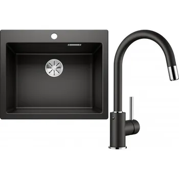 Granitový dřez Set RS Blanco Pleon 6+ Blanco Mida-S (černá + černá)