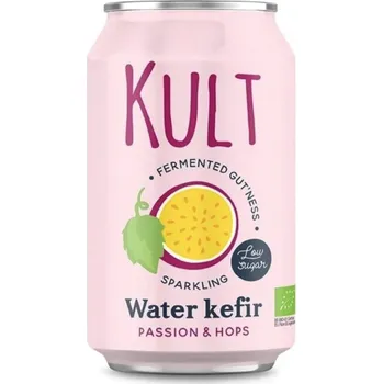 Limonáda Kult Water Kefir, vodní kefír, chmel a mučenka, BIO, 330 ml