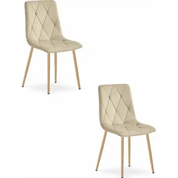 Jídelní židle Set dvou jídelních židlí LIBRA sametové světle béžové / dřevěné nohy (2 ks)