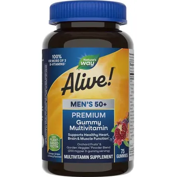 Fitness strava Nature's Way Natures Way Alive! Premium Men’s 50+ Gummy Multivitamin cherry orange & grape 75 želé Příchuť: Třešeň, pomeranč a hroznové víno